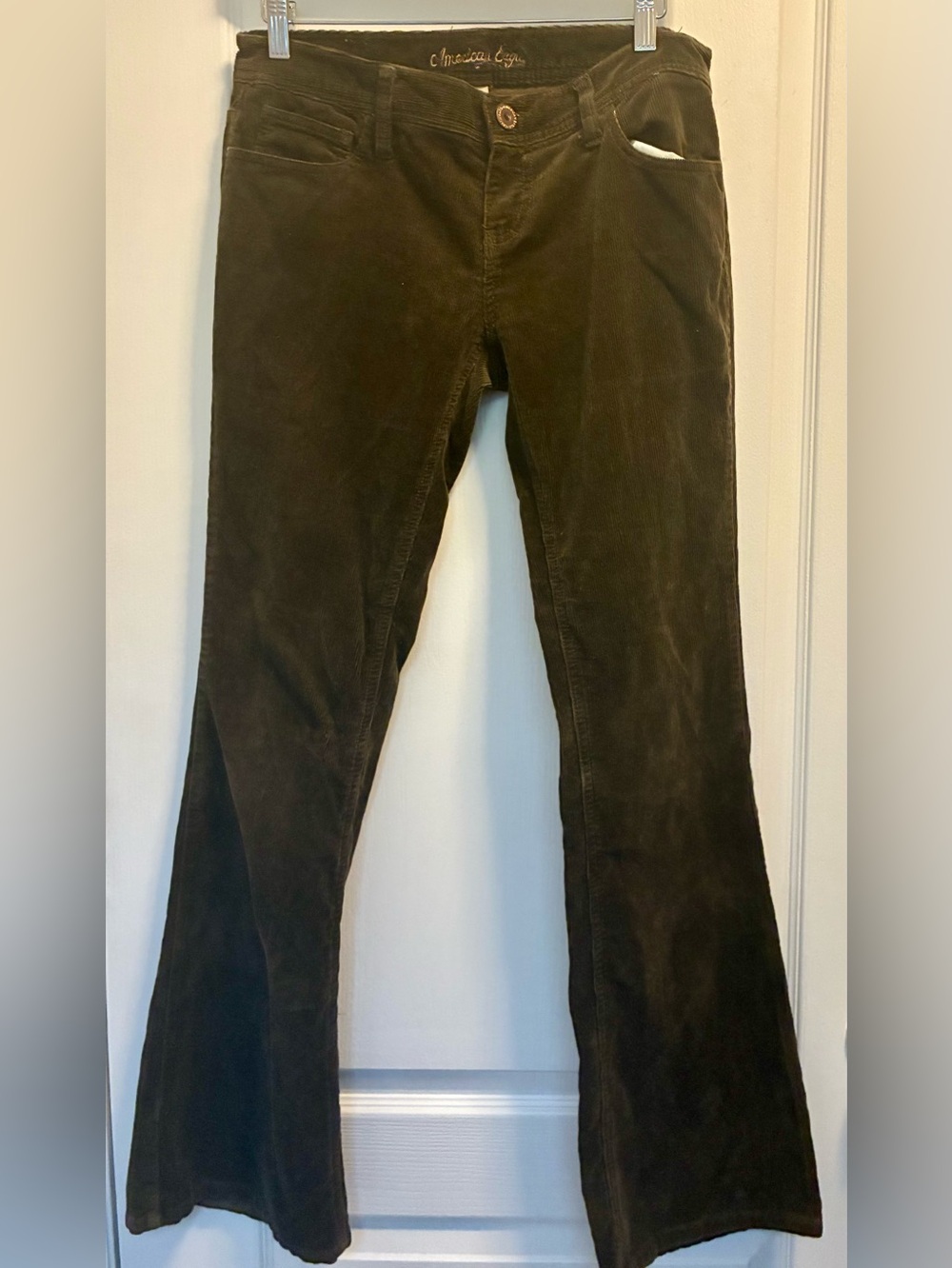 American Eagle Y2K Low Rise Corduroy Flare Pants Brown Size 4 31”